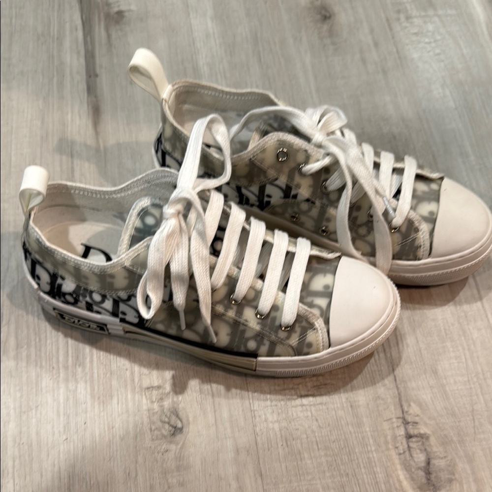 Dior inspired  White and Gray Sneakers Classic Low-Top Design
